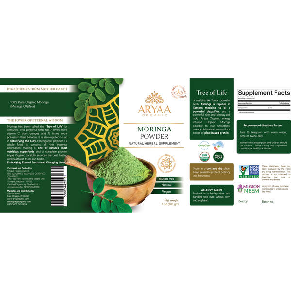 Aryaa Organic Moringa Powder (Organic)- Energy Infused