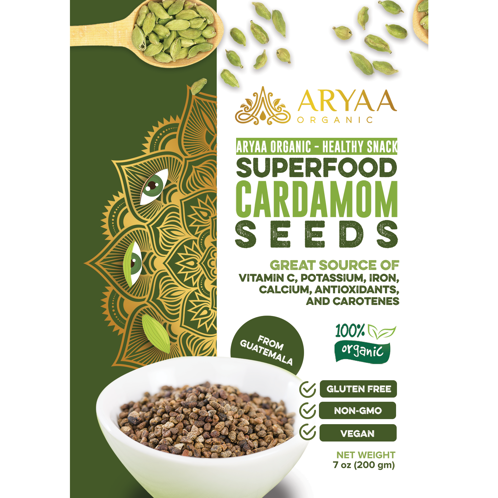 Aryaa Organic Cardamom Seeds- Energy Infused