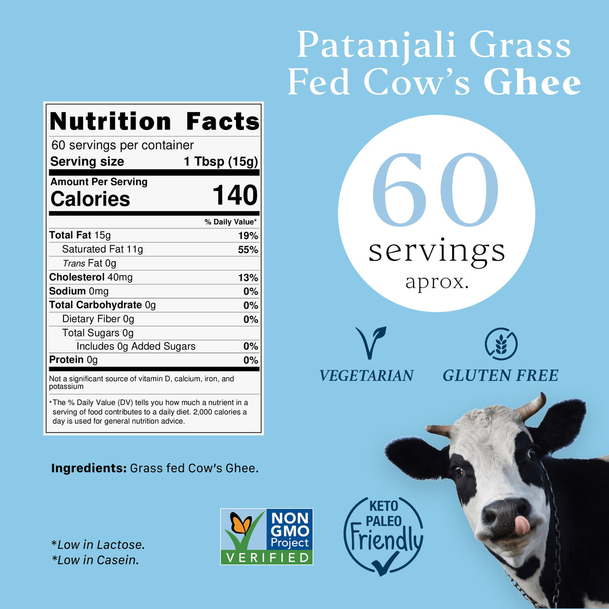 PATANJALI- ENERGY INFUSED ORGANIC GRASS FED COW'S GHEE