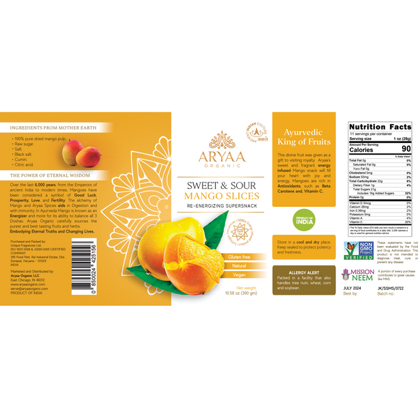 Aryaa Organic Sweet & Sour Mango- Energy Infused