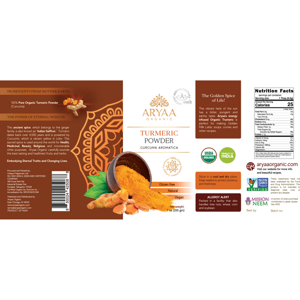 Aryaa Organic Turmeric Powder (Organic)- Energy Infused