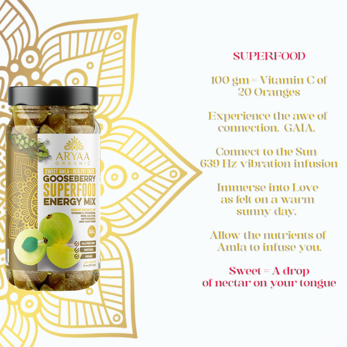 Aryaa Organic Amla Sweet (Indian Gooseberry) Energy Infused